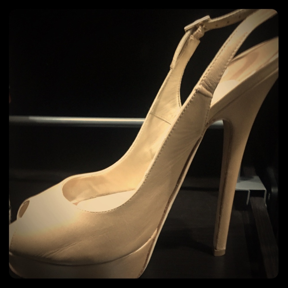 Jimmy Choo Pltfrm Nude Slingbacks, 37.5